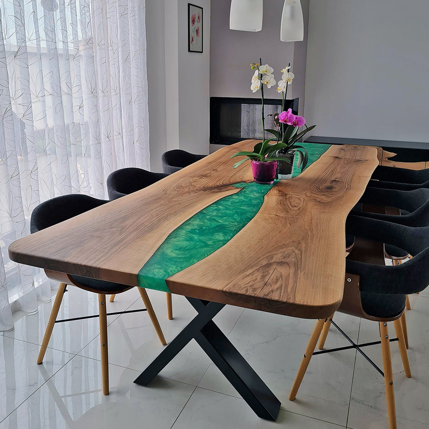 Table de salle à manger vert émeraude