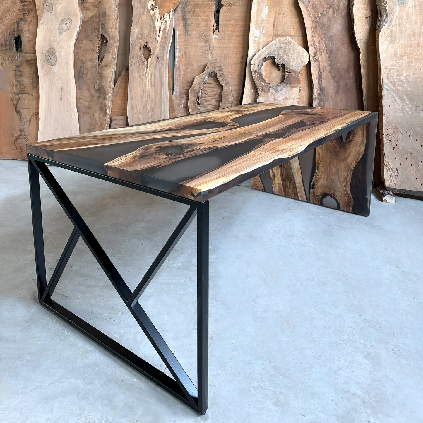 Table à manger moderne en résine époxy