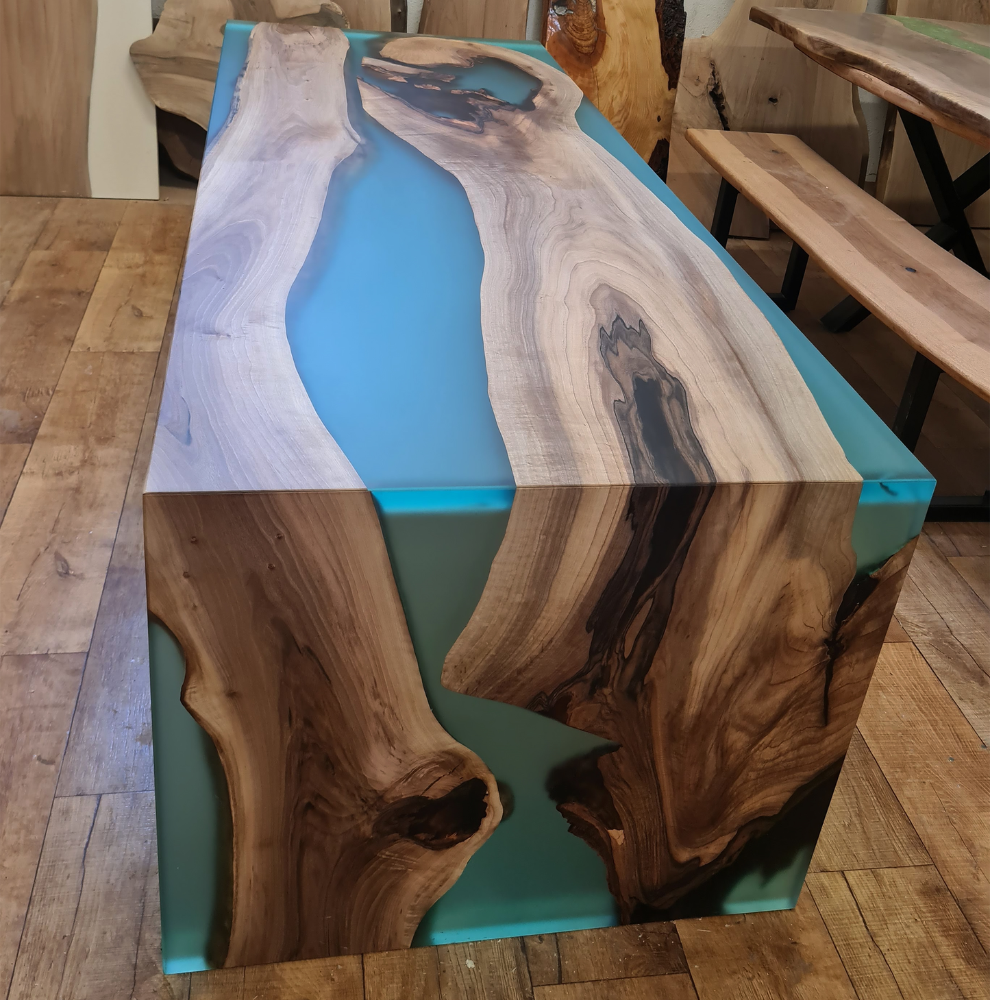 Wasserfall Holz Epoxy Fluss Schreibtisch