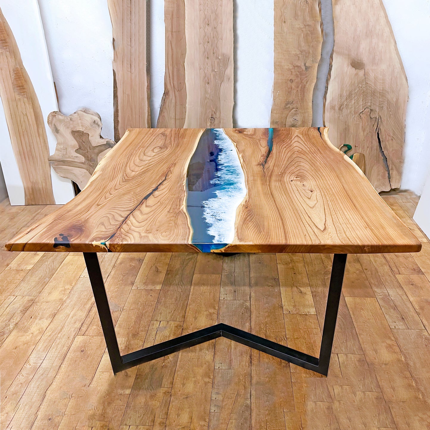 Ocean Waves Blue Epoxy Resin Table