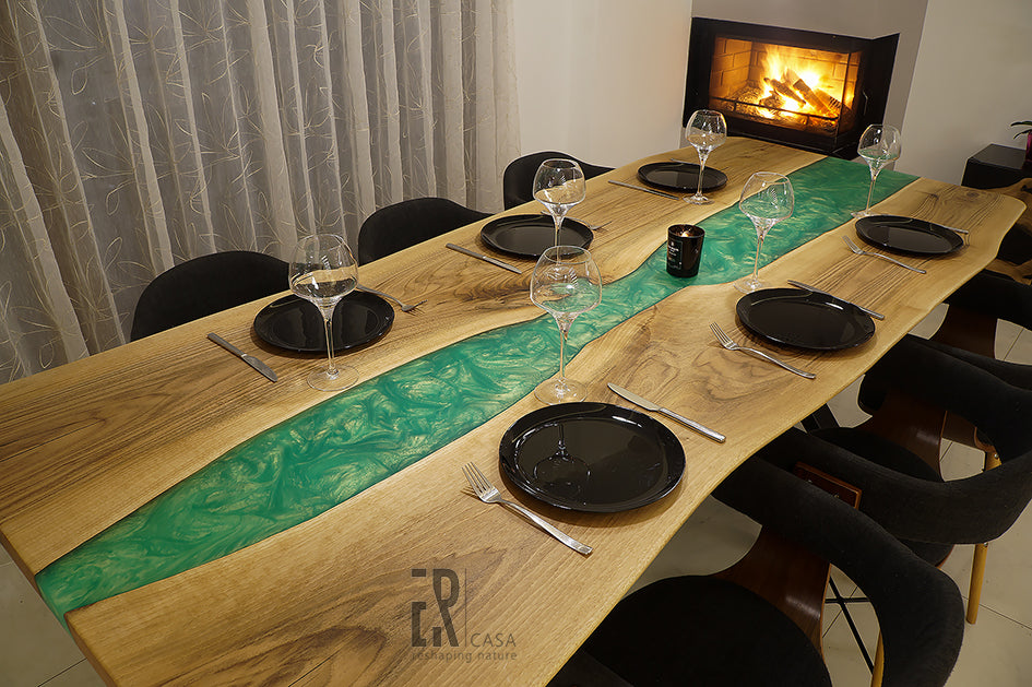Table de salle à manger vert émeraude