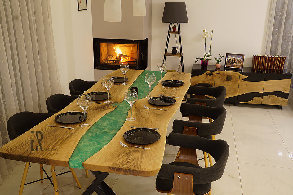 Table de salle à manger vert émeraude