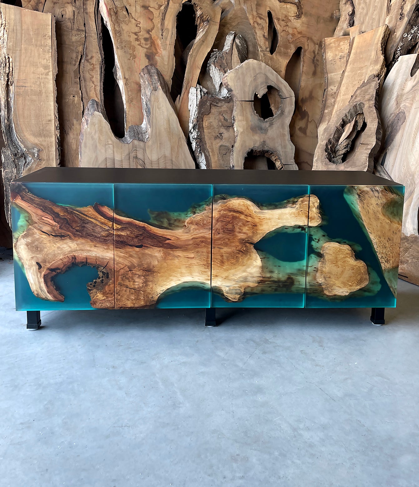 Unique Wood And Epoxy Sideboard