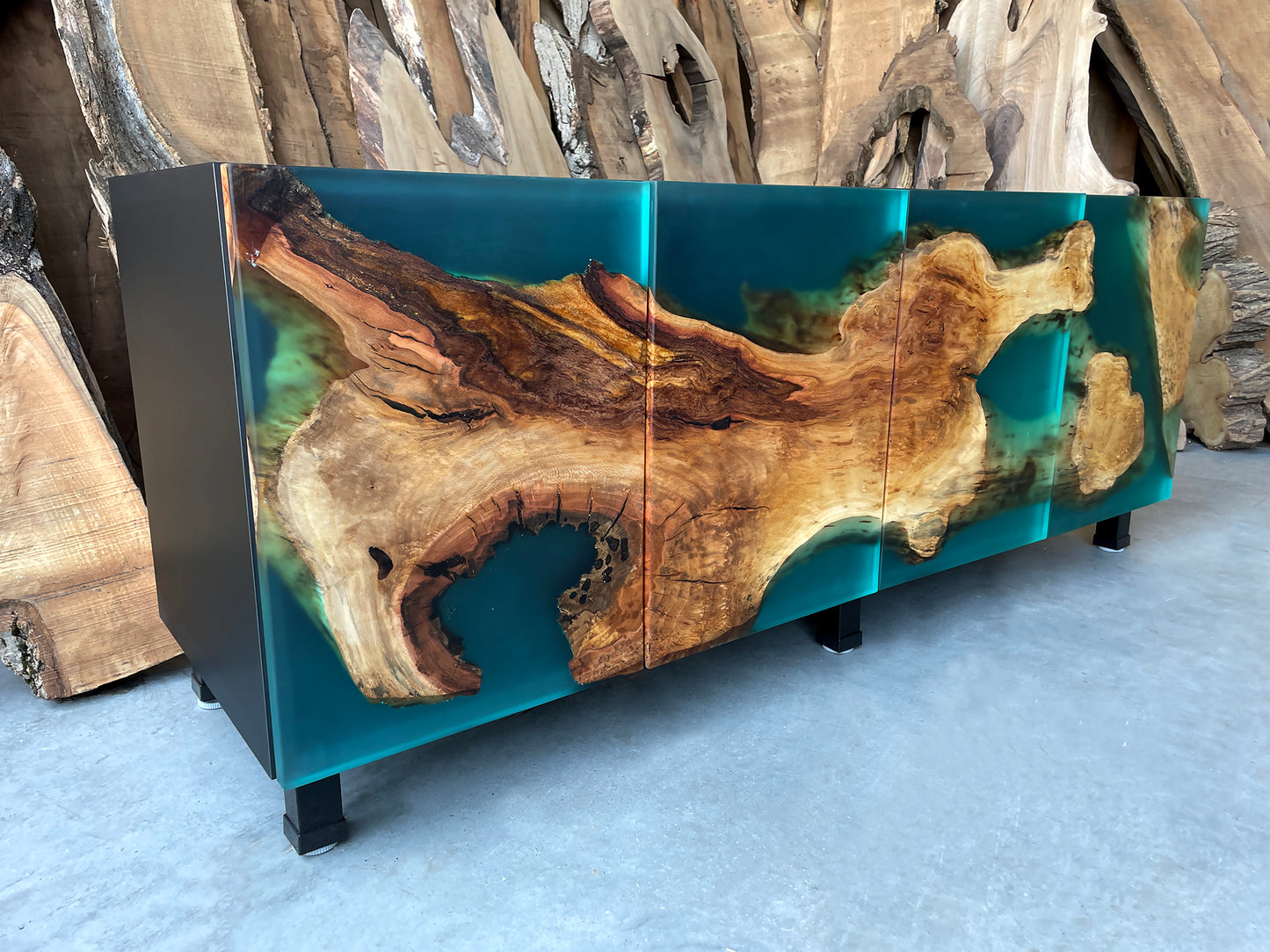 Unique Wood And Epoxy Sideboard