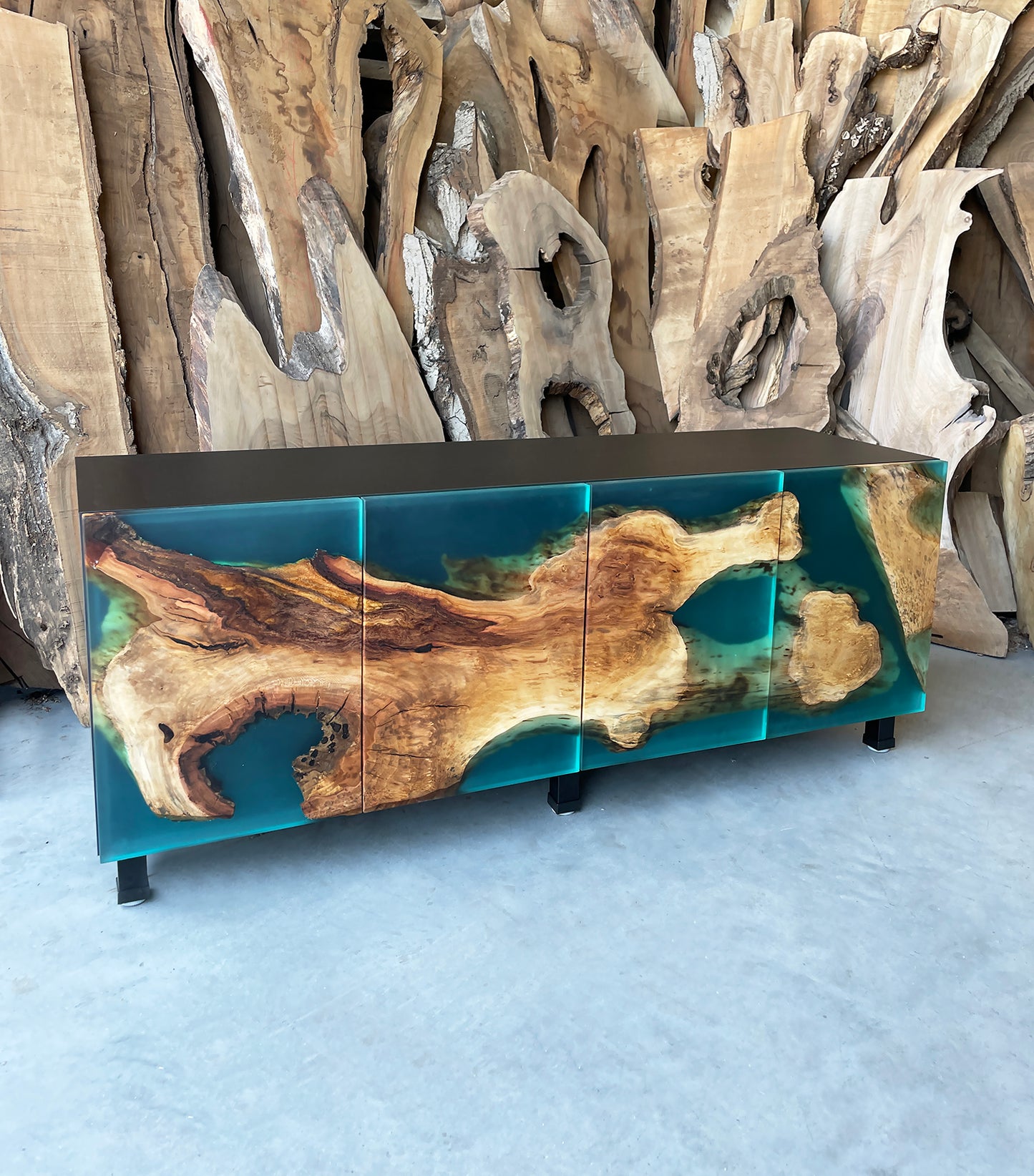 Unique Wood And Epoxy Sideboard