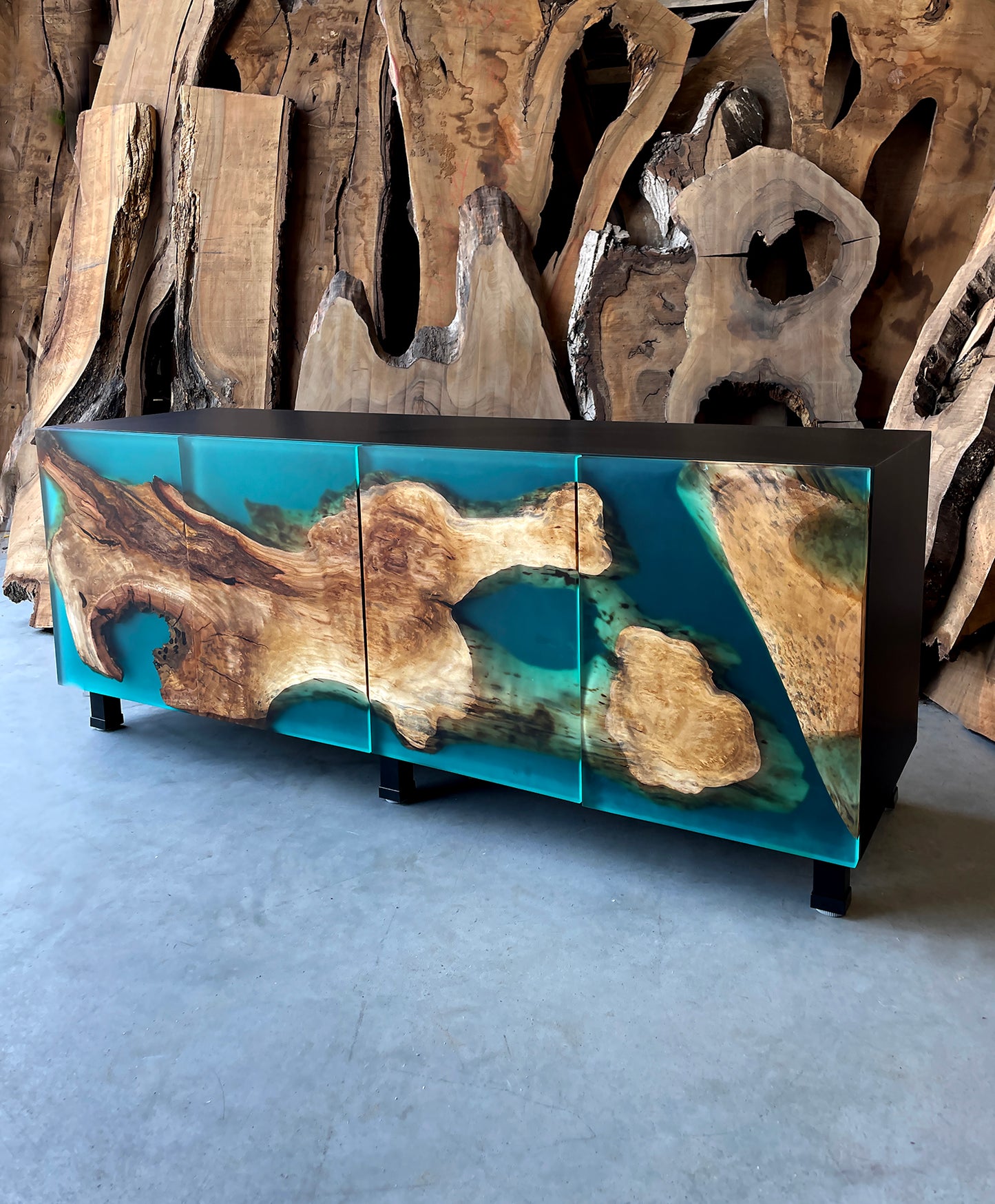 Unique Wood And Epoxy Sideboard