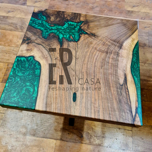 Green Epoxy Resin Side Table