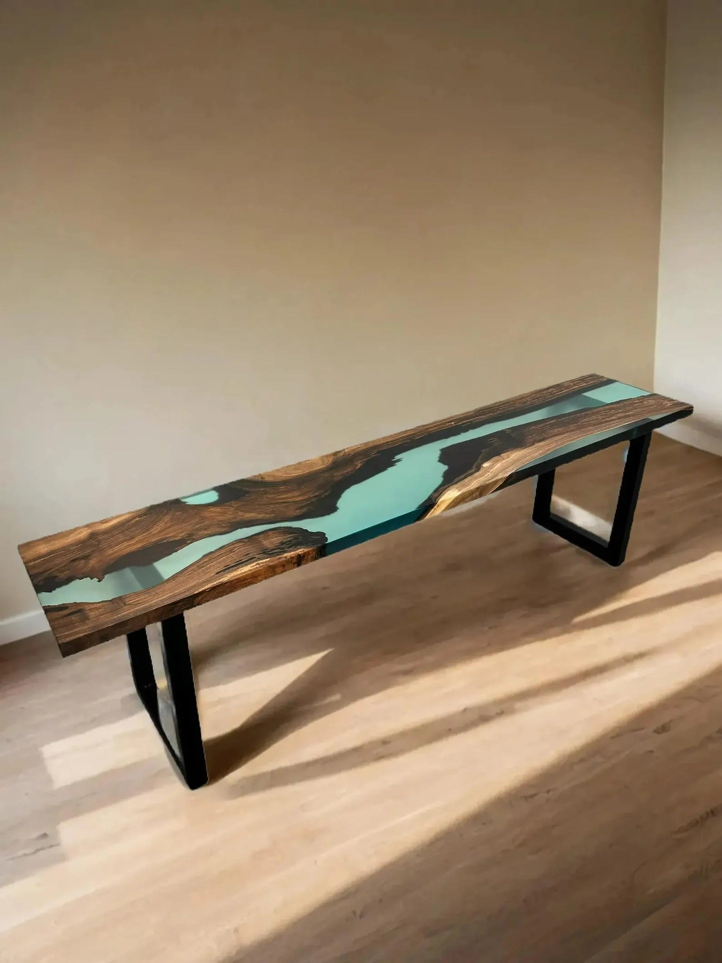 Table d'appoint en résine époxy verte