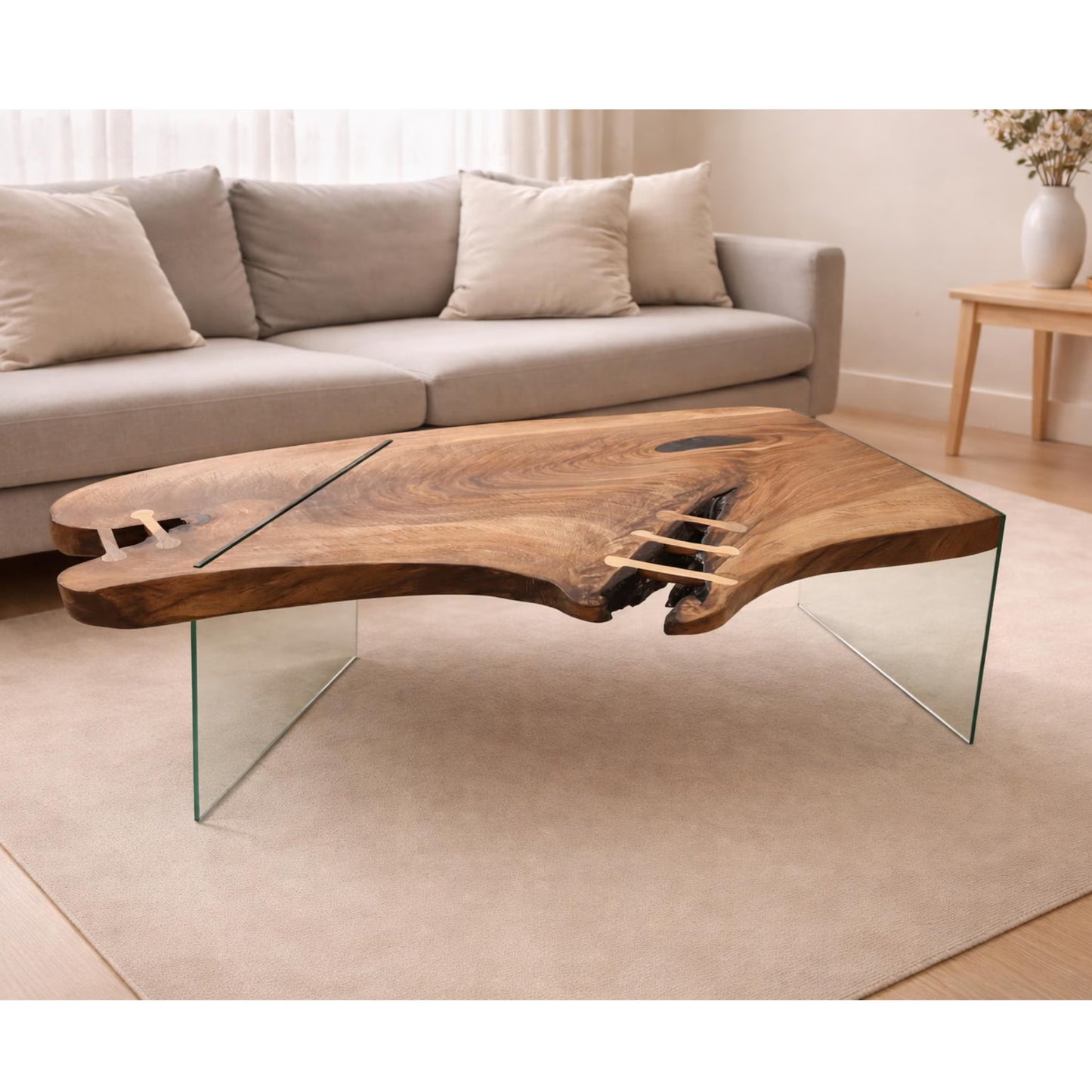 Table d'appoint en résine époxy verte