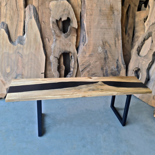Live Edge Walnut Wood and Epoxy Resin Bench