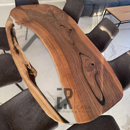 Wood And Clear Epoxy Resin Oval Conference Table