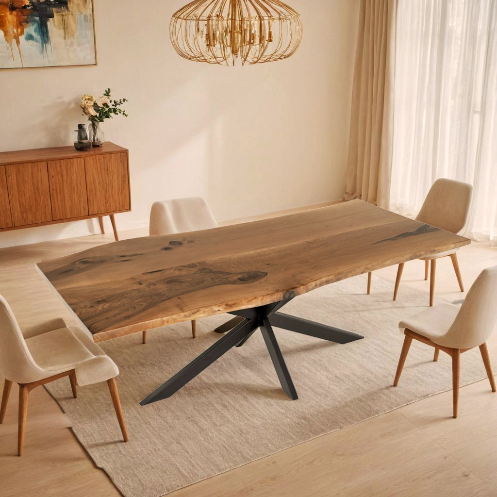 Table de conférence ovale en bois et résine époxy transparente