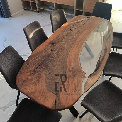 Wood And Clear Epoxy Resin Oval Conference Table