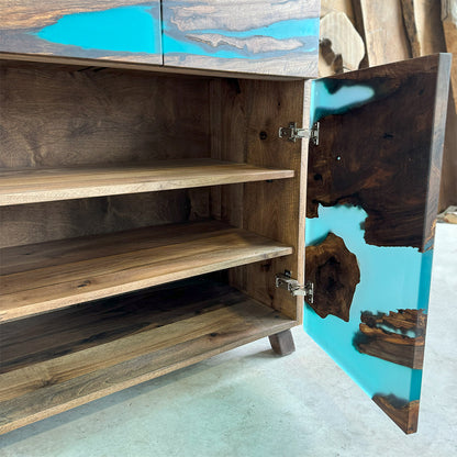 Custom order for Robert / Walnut And Epoxy Buffet Cabinet With Drawers