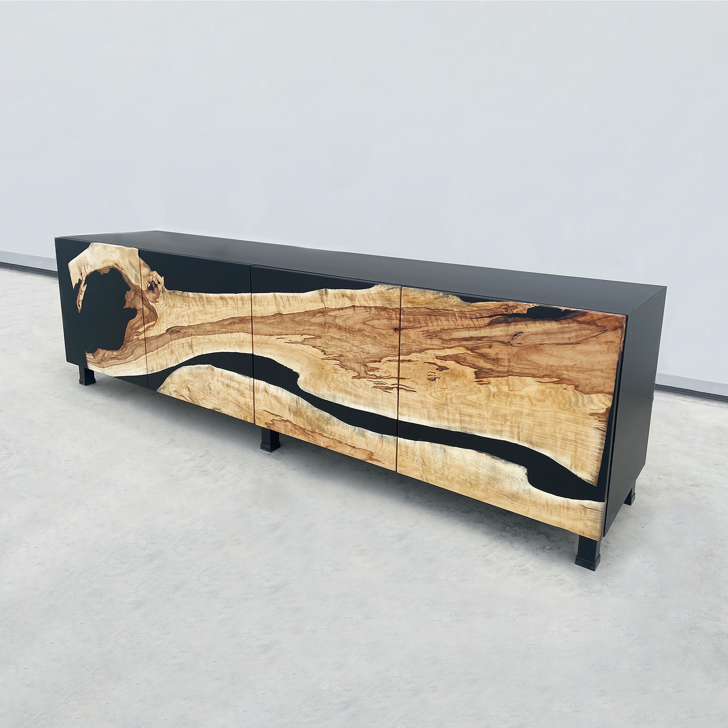 Real Wood And Black Epoxy Cabinet