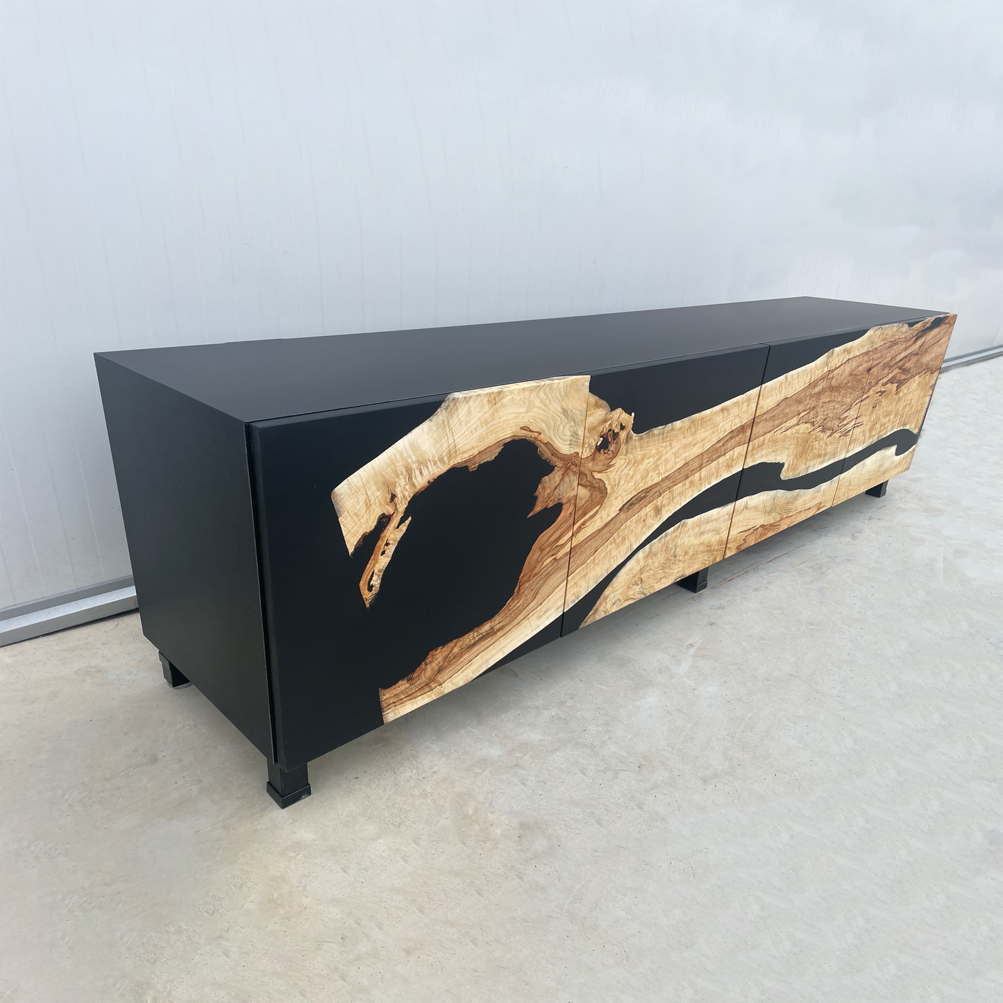 Real Wood And Black Epoxy Cabinet