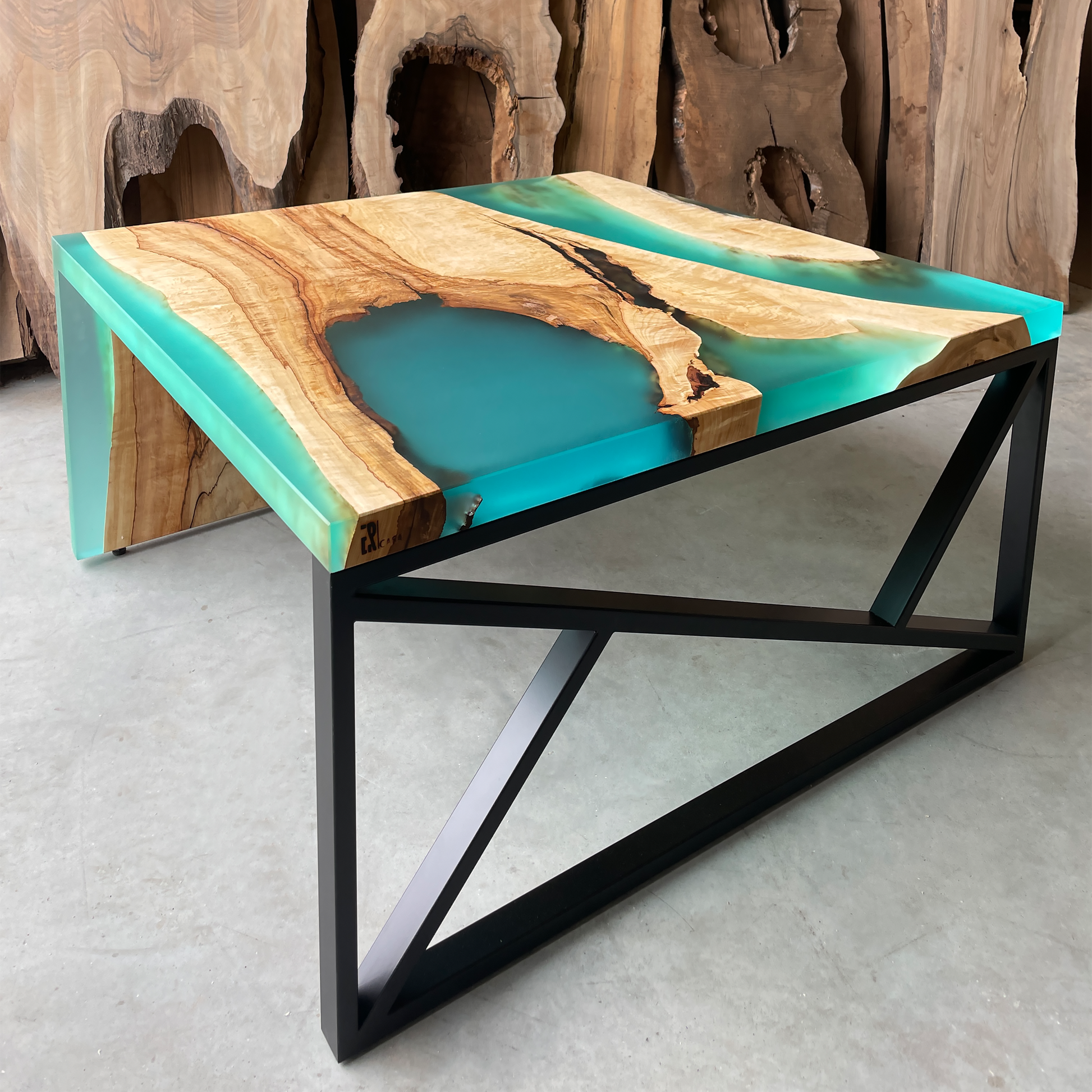 Walnut Wood Epoxy Waterfall River Table / Walnut Wood and Transparent Matte  Turquoise Resin Coffee Table -  Australia