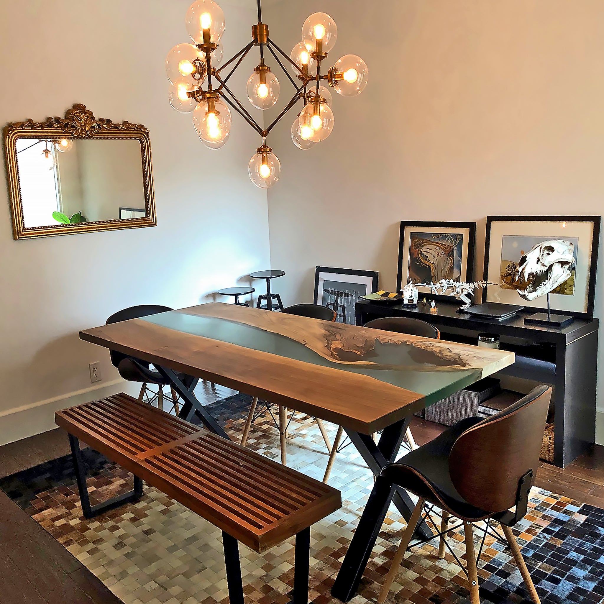 Walnut Wood And Transparent Matte Epoxy Dining Table – ER Casa