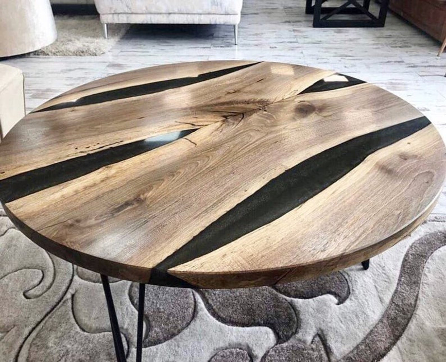Table d'appoint en résine époxy verte