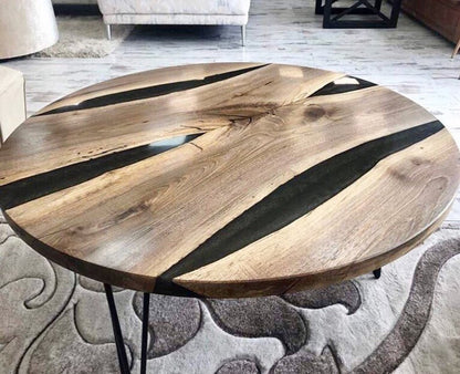 Table d'appoint en résine époxy verte