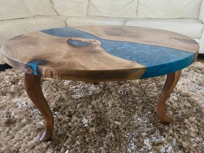 Table d'appoint en résine époxy verte