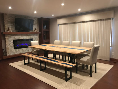 Elm Live‑Edge Blue Epoxy River Table