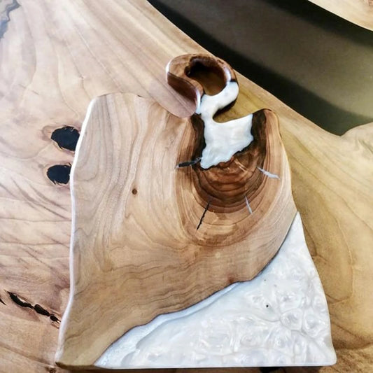 Walnut Wood White Pearl Epoxy Serving Board
