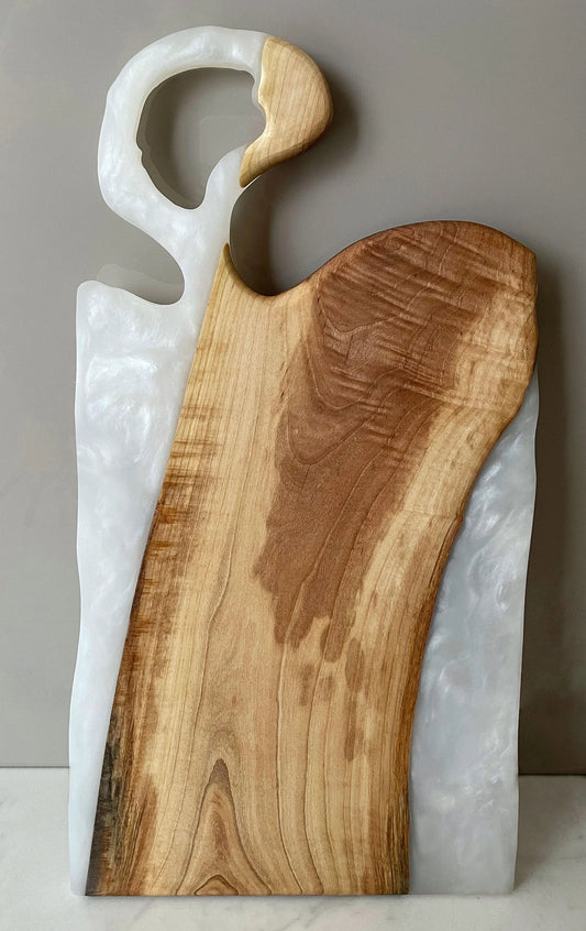 Walnut Wood White Pearl Resin River Serving & Charcuterie Board