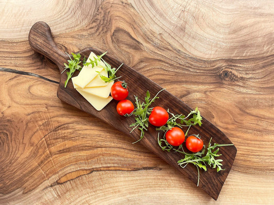 Dark Long Walnut Wood Serving Plate