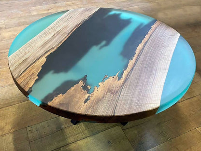 Table d'appoint en résine époxy verte
