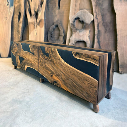 Buffet en bois et époxy bicolore