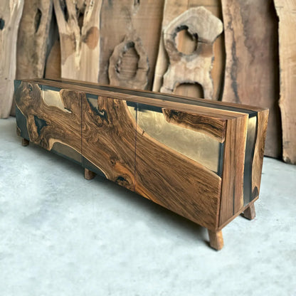Buffet en bois et époxy bicolore
