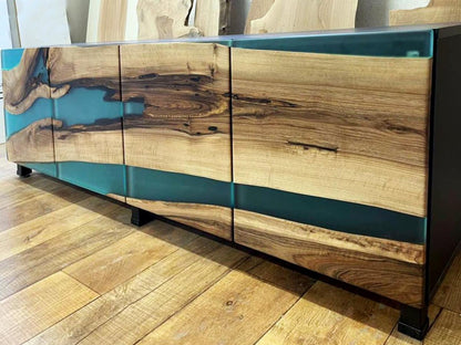 Buffet en bois et époxy bicolore