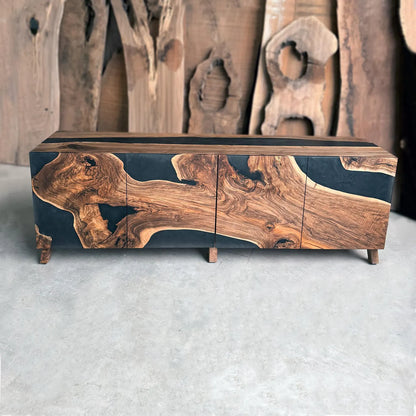 Buffet en bois et époxy bicolore