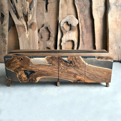 Buffet en bois et époxy bicolore