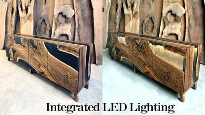 Buffet en bois et époxy bicolore