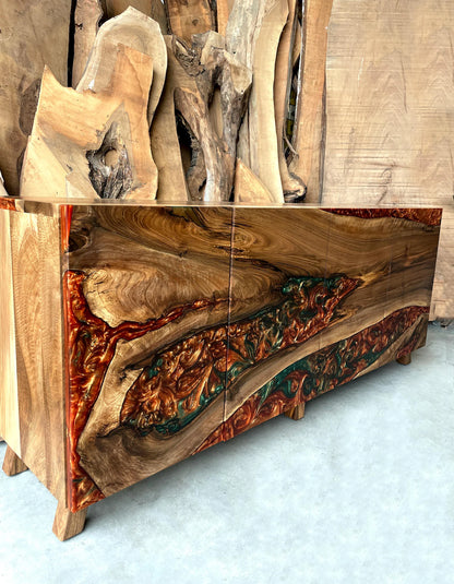 Bronze Green Epoxy Credenza Buffet
