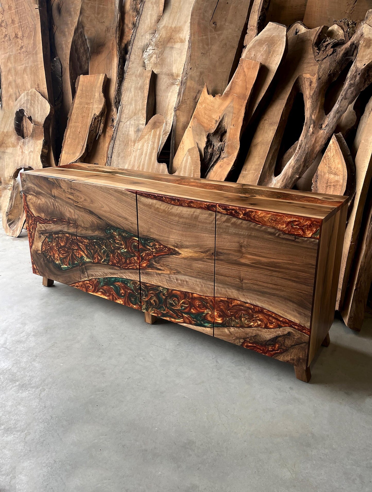 Bronze Green Epoxy Credenza Buffet