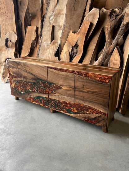 Bronze Green Epoxy Credenza Buffet