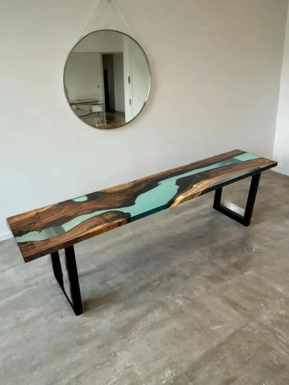 Table d'appoint en résine époxy verte