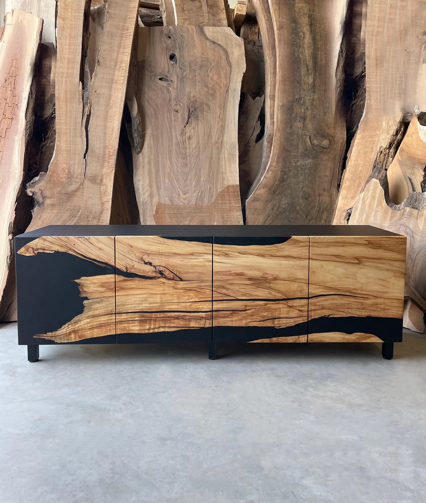 Chestnut & Matte Black Epoxy Console