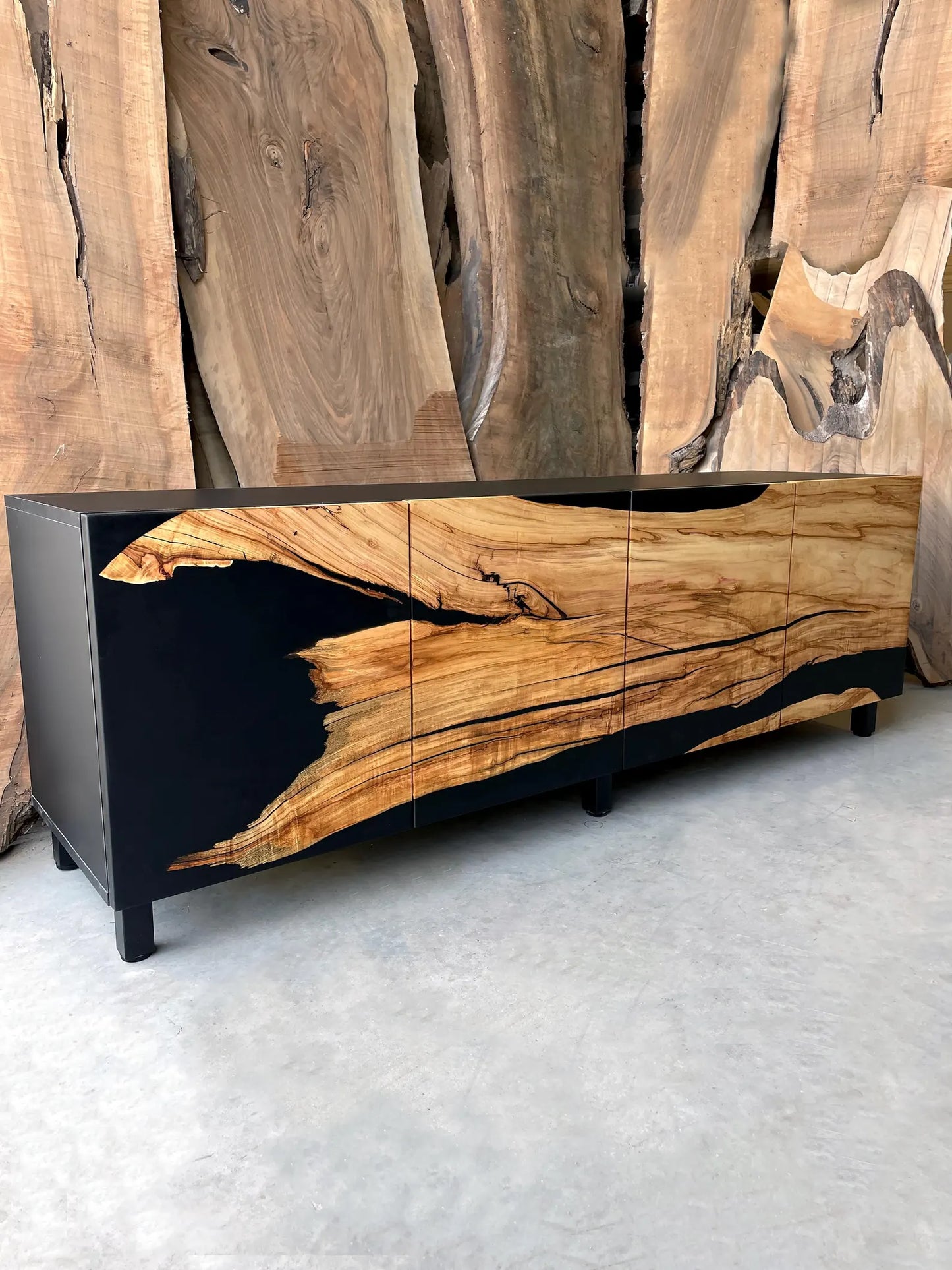 Chestnut & Matte Black Epoxy Console