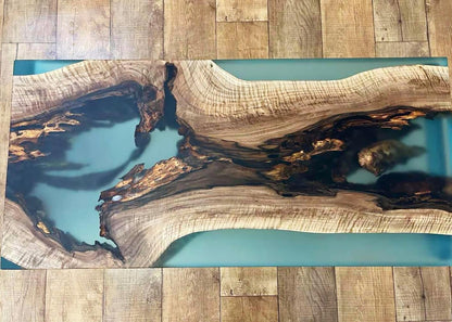 Table d'appoint en résine époxy verte