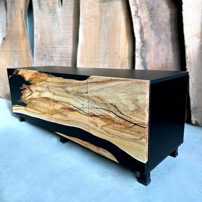 Chestnut Wood & Black Epoxy Credenza