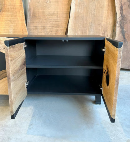 Chestnut Wood & Black Epoxy Credenza