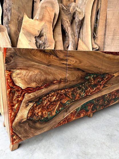Bronze Green Epoxy Credenza Buffet