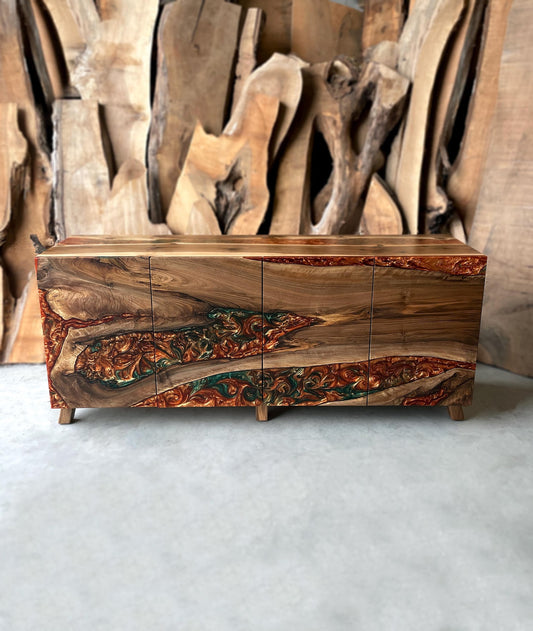Bronze Green Epoxy Credenza Buffet