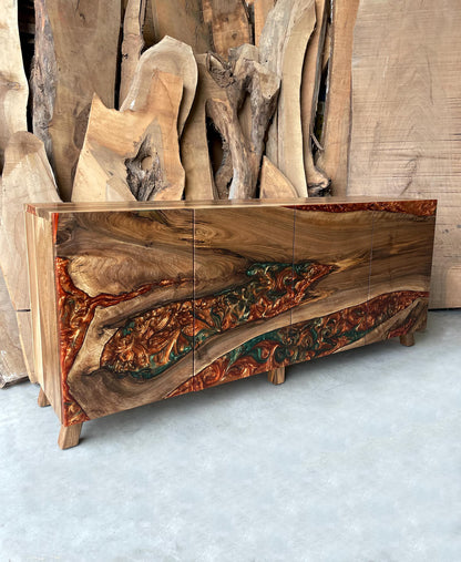 Bronze Green Epoxy Credenza Buffet