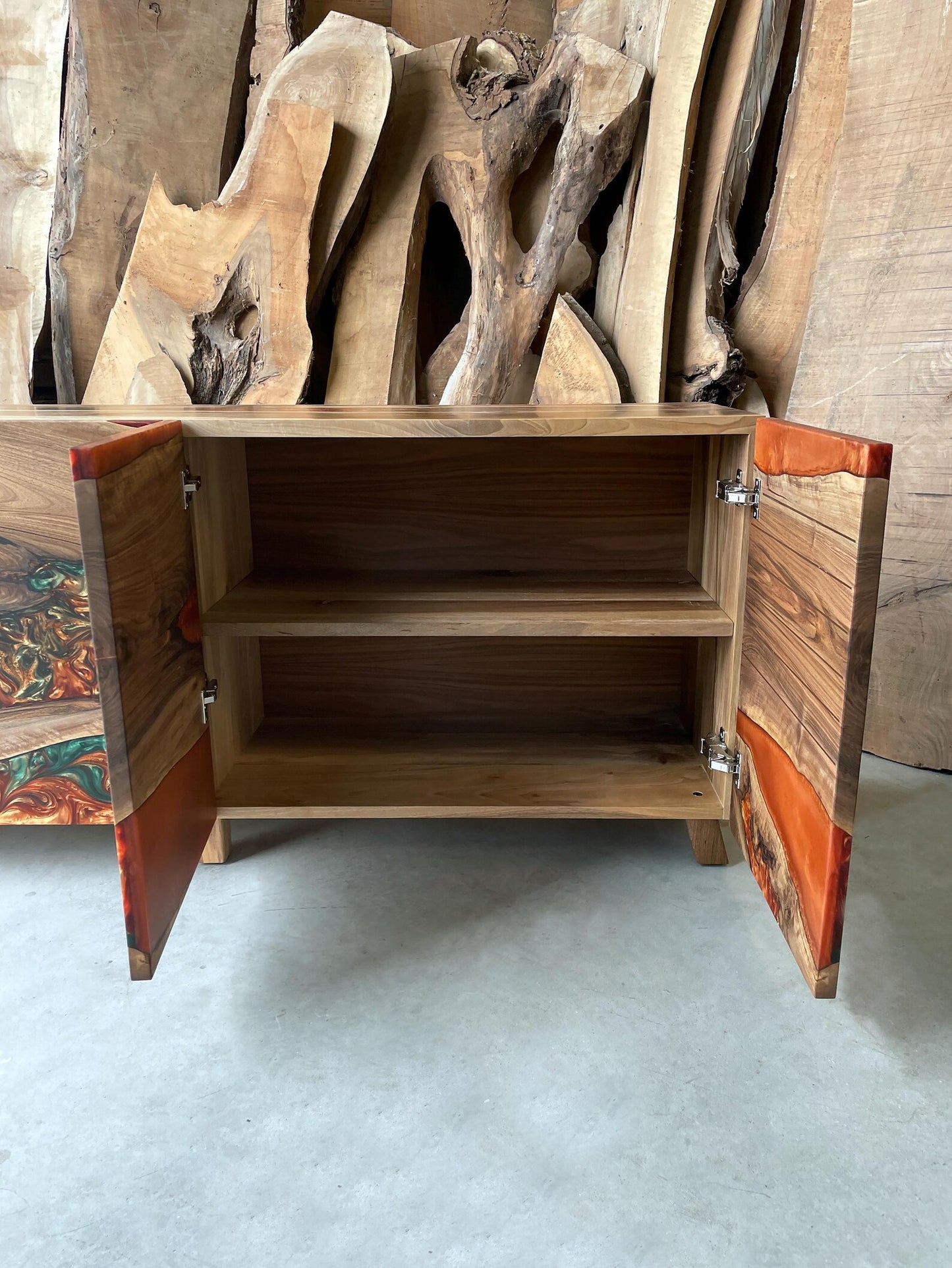 Bronze Green Epoxy Credenza Buffet