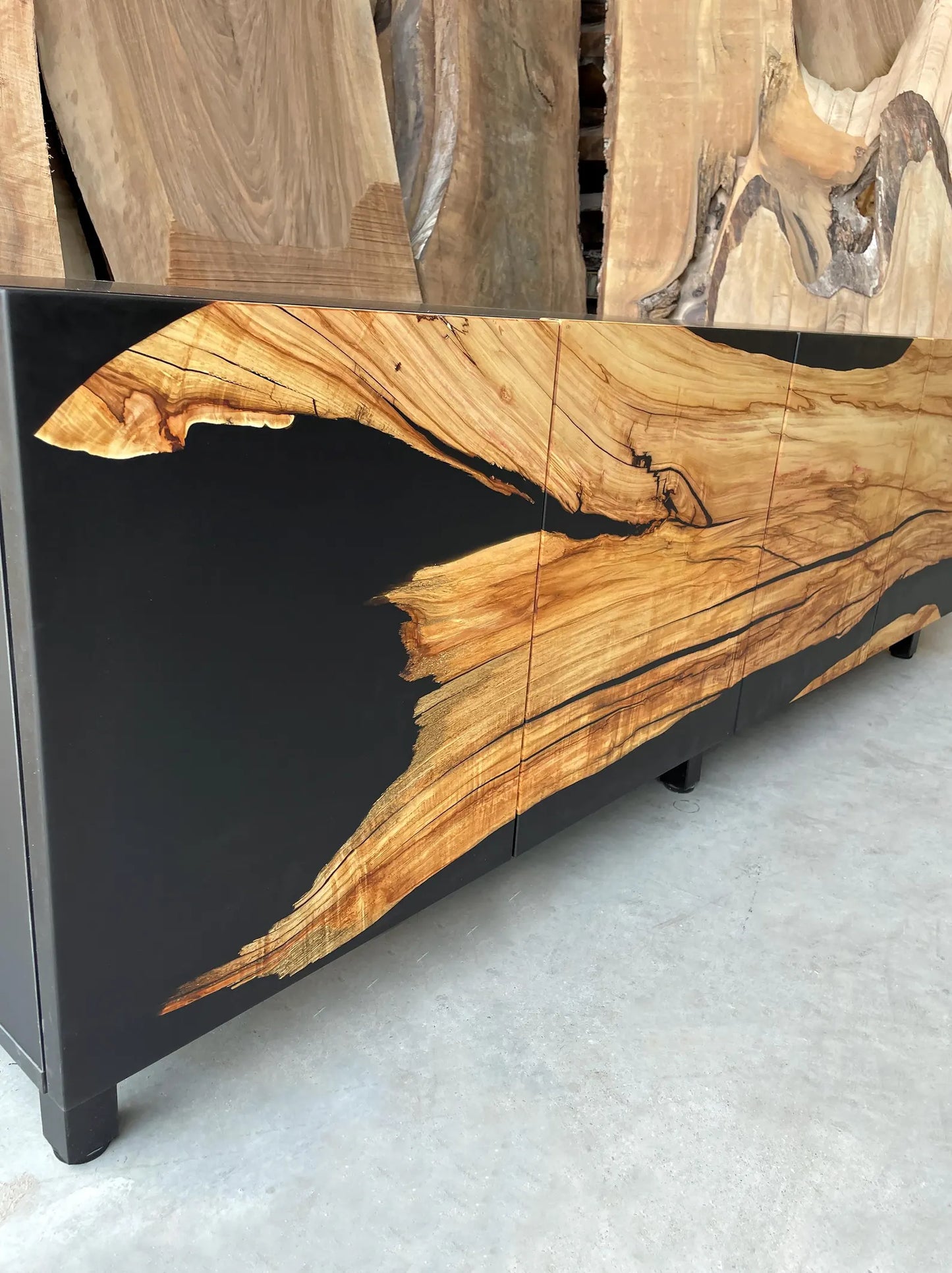 Chestnut & Matte Black Epoxy Console